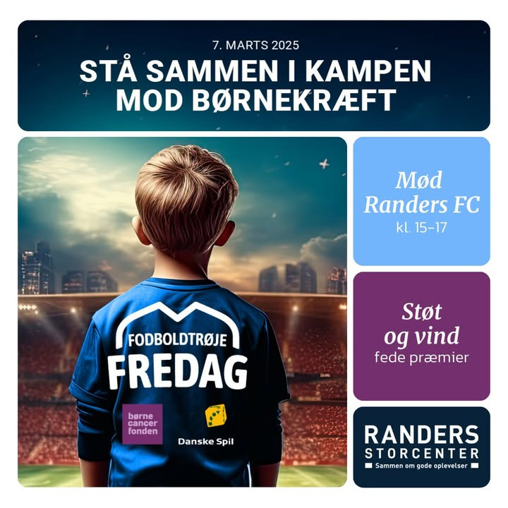 Randers Storcenter støtter kamp mod børnekræft med FodboldtrøjeFredag