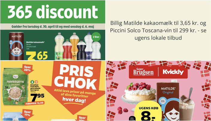 Billig Matilde kakaomælk til 3,65 kr. og Piccini Solco Toscana-vin til 299 kr. - se ugens lokale tilbud