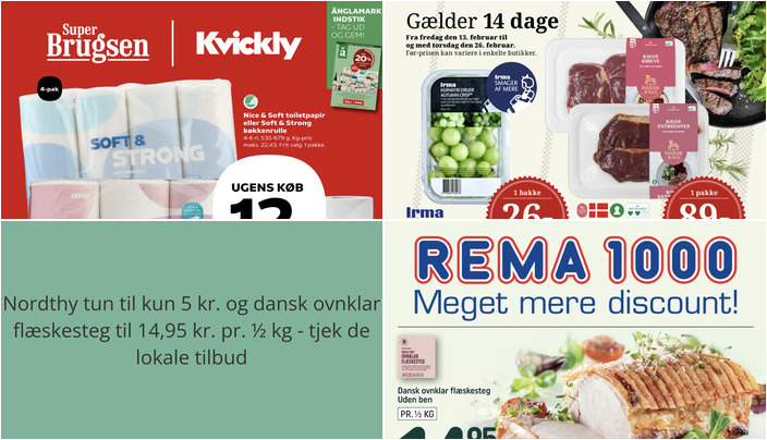 Nordthy tun til kun 5 kr. og dansk ovnklar flæskesteg til 14,95 kr. pr. ½ kg - tjek de lokale tilbud