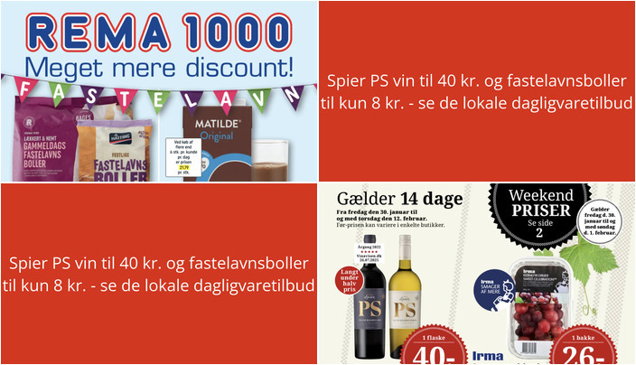 Spier PS vin til 40 kr. og fastelavnsboller til kun 8 kr. - se de lokale dagligvaretilbud
