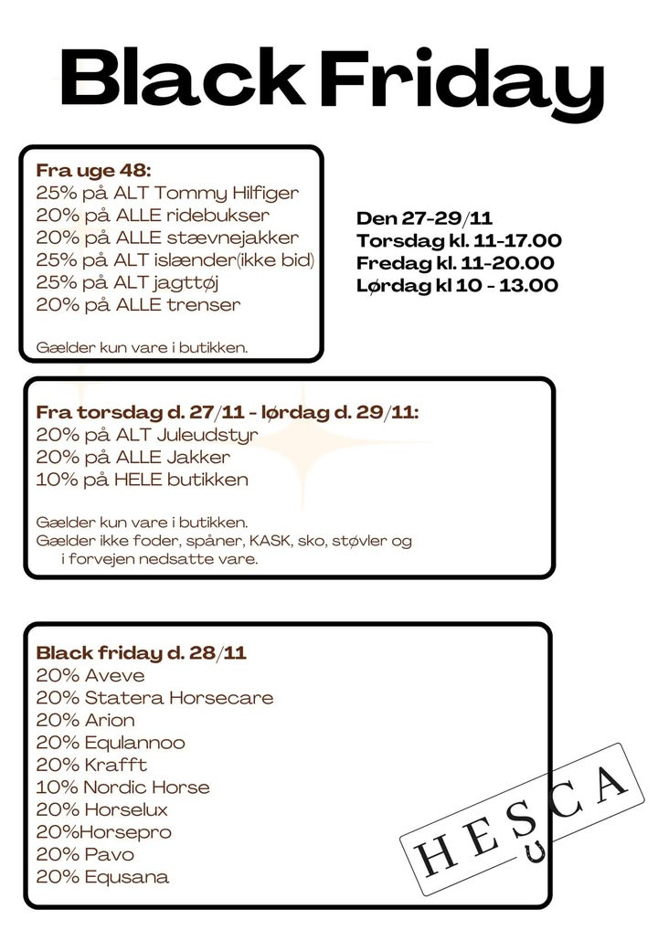 HESCA annoncerer vilde besparelser på Black Friday og Black Week i butikken