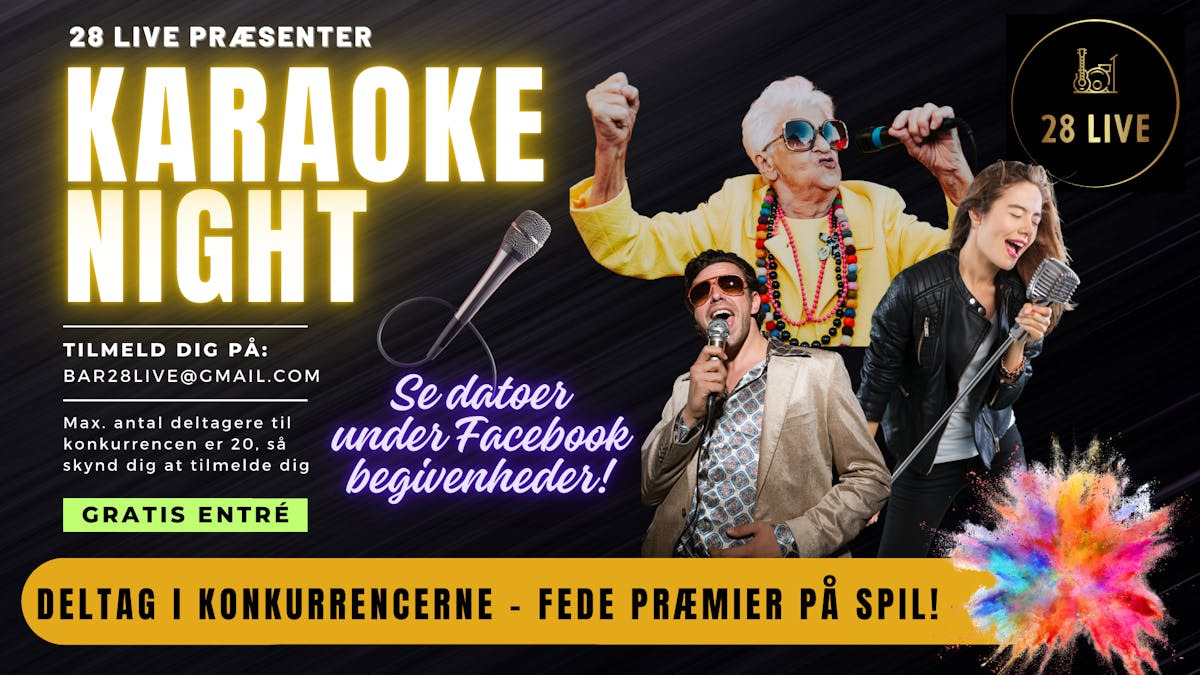 Karaoke konkurrence på 28 Live: En aften med musik og talent