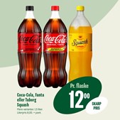 Min Købmand, Nim: Køl af med Coca-Cola, Fanta eller Tuborg Squash til kun 12 kr.