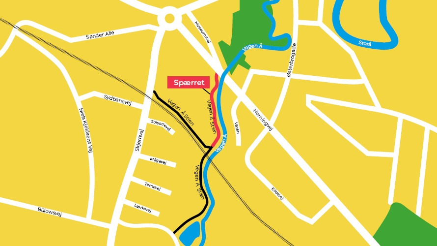 Afspærring af Vegen Å Stien