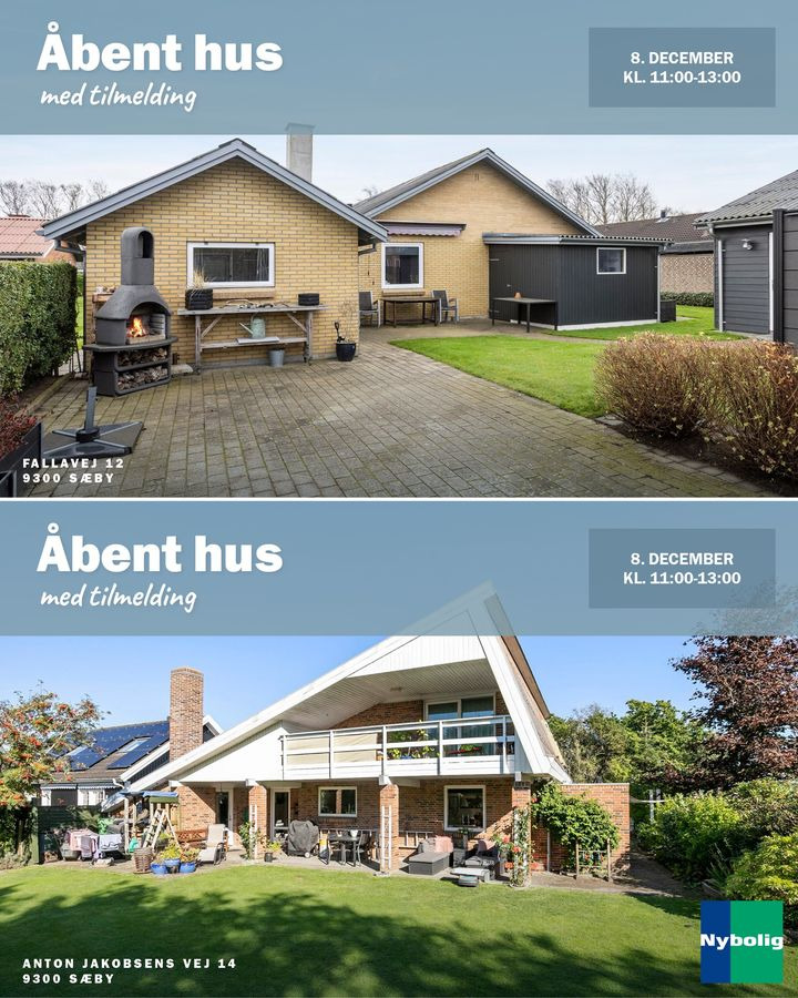 Nybolig Sæby A/S inviterer til åbent hus på to skønne villaer i Sæby