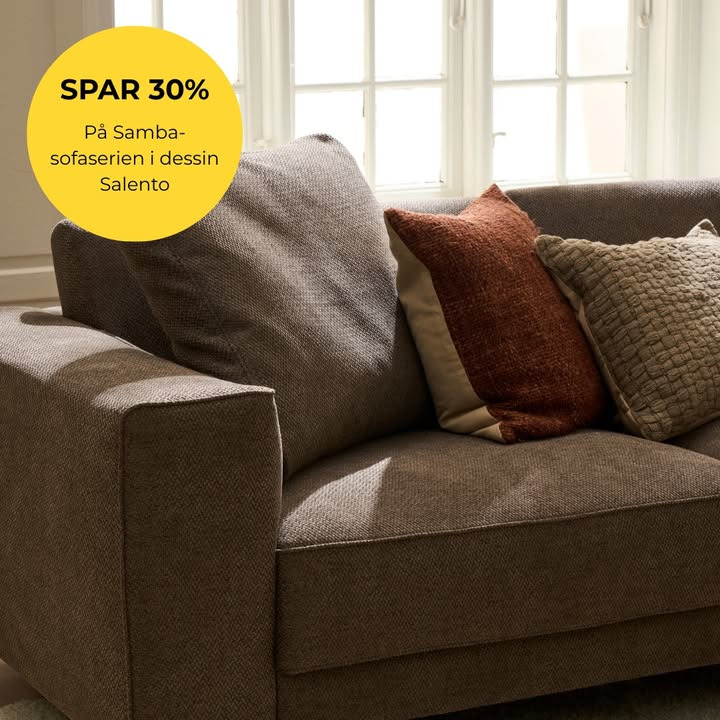 Bolighuset Thisted tilbyder 30% rabat på Samba-sofaserien i Salento dessin