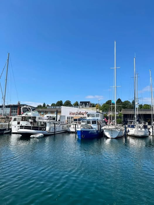 Aarhus Havnerundfart fortæller om bygningerne langs lystbådehavnen ombord på Havternen