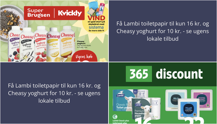 Få Lambi toiletpapir til kun 16 kr. og Cheasy yoghurt for 10 kr. - se ugens lokale tilbud