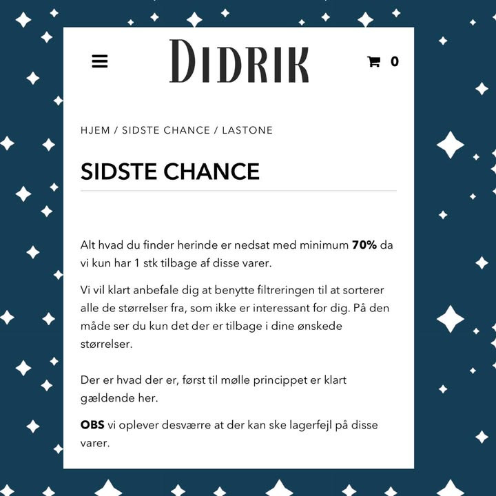 Sidste chance for unikke styles hos Didrik: Spar stort online