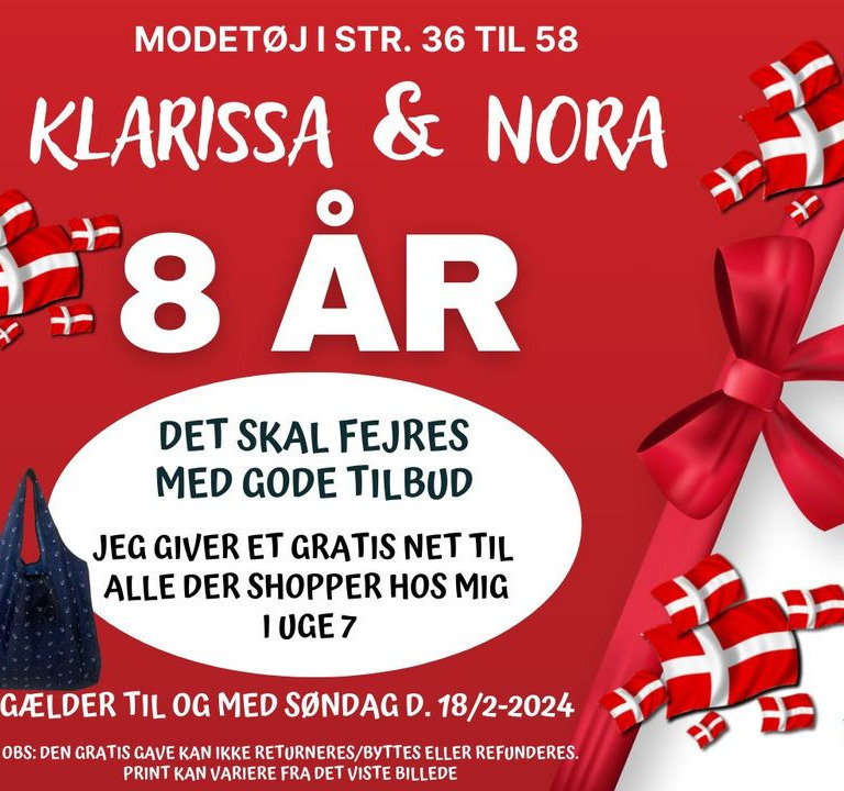 Klarissa & Nora fejrer 8-års jubilæum med fantastiske tilbud på modetøj