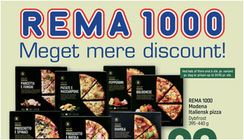 Modena italiensk pizza til kun 20 kr. og Sweet Escape vin til 25 kr. hos Rema 1000