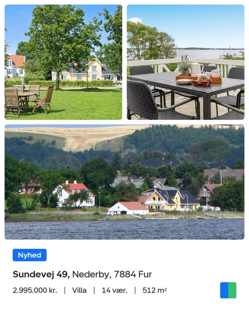 Nybolig Skive I/S har villa/sommerhus ved Limfjordens vandkant på Fur til salg