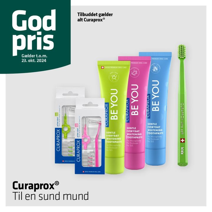 Vejlby Apotek tilbyder gode priser på Curaprox tandplejeprodukter indtil 23. oktober