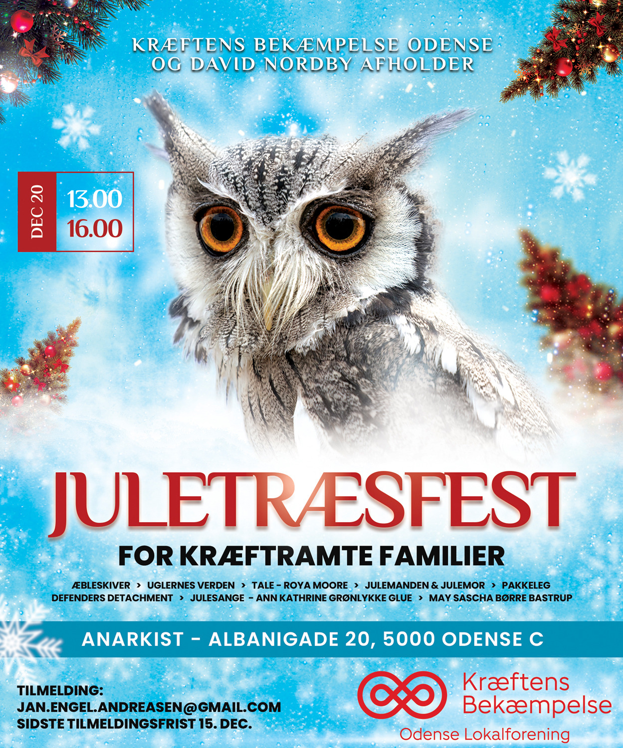Gratis Juletræsfest for Kræftramte familier