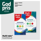 God pris på kosttilskud fra Multi-tabs: vælg mellem Immuno Tabletter eller Complet Omega-3