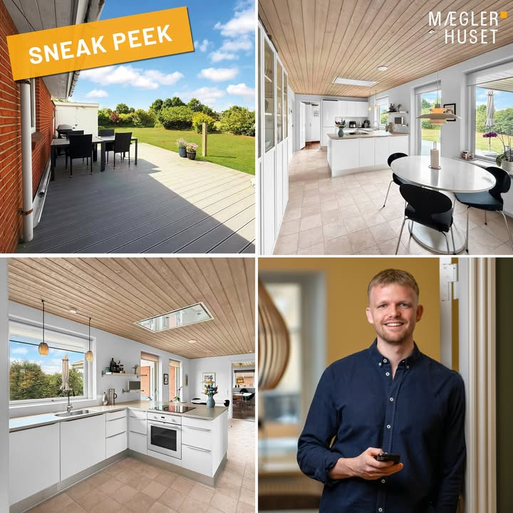 Mæglerhuset Sæby deler sneak peek på 1-plans villa til salg 240 meter fra vandet