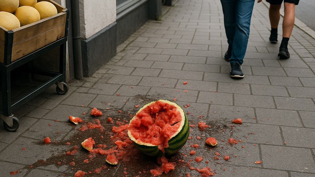 Mand smadrede melon på fortov i Odense