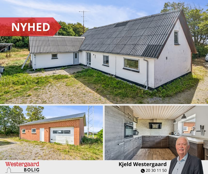 Westergaard Bolig præsenterer charmerende landejendom på Hallundvej med stor garage