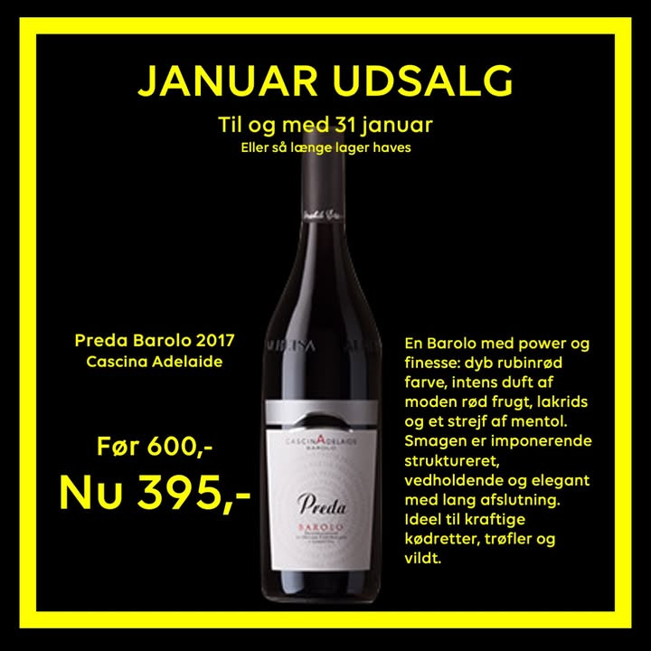 Lahvino Wine & Spirits annoncerer januarudsalg på Preda Barolo 2017
