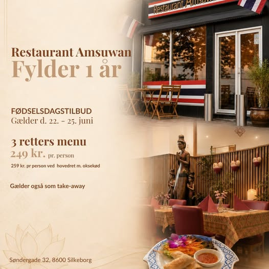 Restaurant Amsuwans fejrer 1 år med 3-retters fødselsdagsmenu