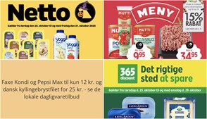 Faxe Kondi og Pepsi Max til kun 12 kr. og dansk kyllingebrystfilet for 25 kr. - se de lokale dagligvaretilbud