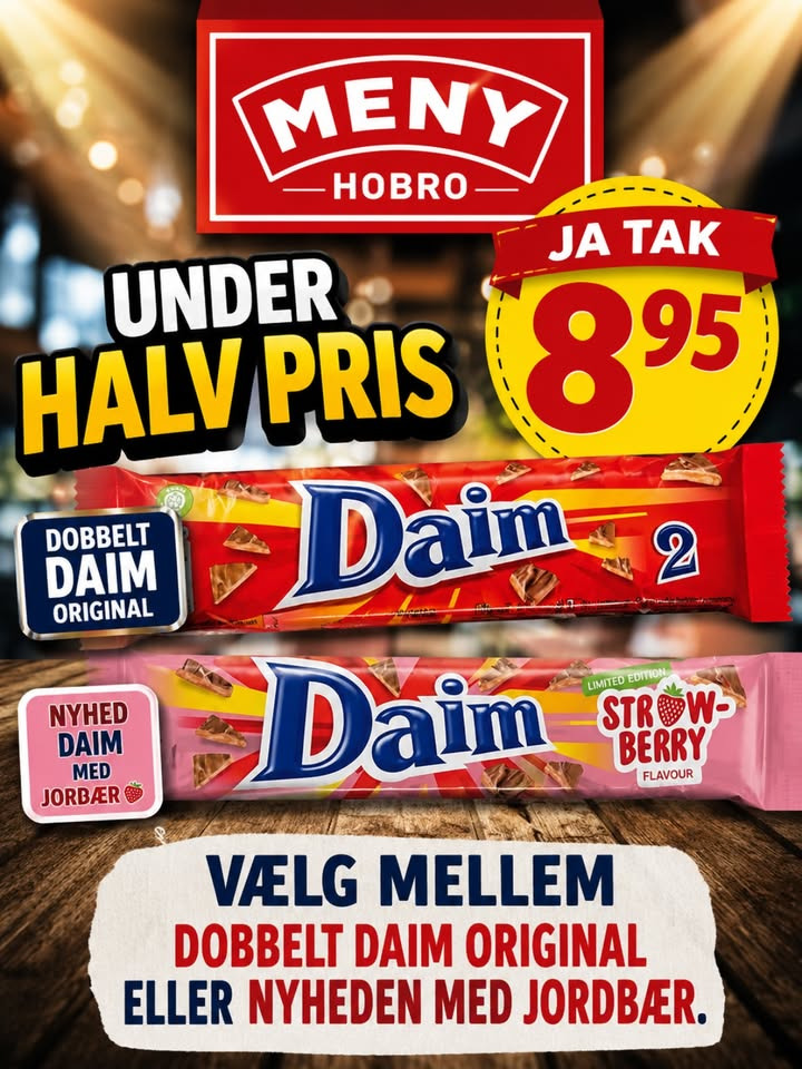 MENY Hobro sælger Ja tak chokoladebars til 8,95 kr.