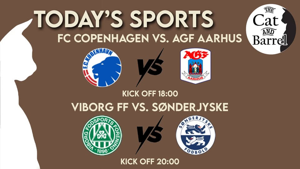 The Cat & Barrel inviterer til fodboldaften med FC Copenhagen vs. AGF Aarhus og Viborg FF vs. Sønderjyske
