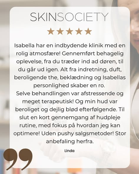 Skin Society takker kunderne for deres tillid og anbefalinger