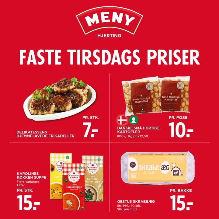 Meny Hjerting introducerer nye friske dagspriser på efterårets udvalgte varer hver tirsdag resten af året
