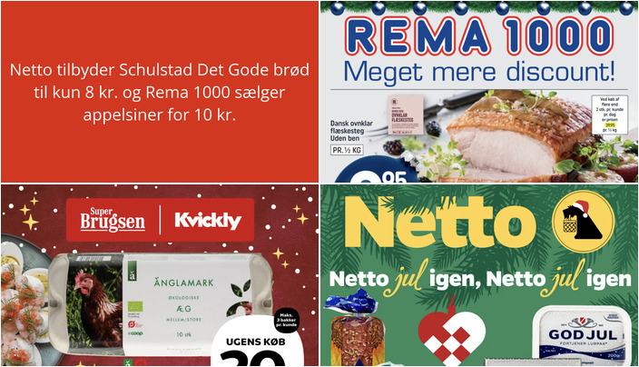 Netto tilbyder Schulstad Det Gode brød til kun 8 kr. og Rema 1000 sælger appelsiner for 10 kr.