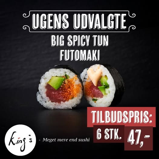 Kings Sushi Horsens tilbyder stor rabat på ugens udvalgte futomaki