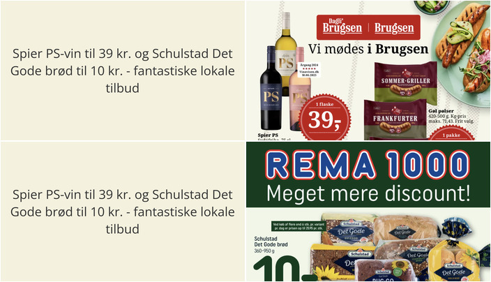 Spier PS-vin til 39 kr. og Schulstad Det Gode brød til 10 kr. - fantastiske lokale tilbud