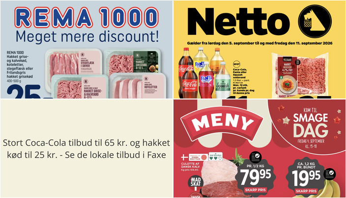 Stort Coca-Cola tilbud til 65 kr. og hakket kød til 25 kr. - Se de lokale tilbud i Faxe