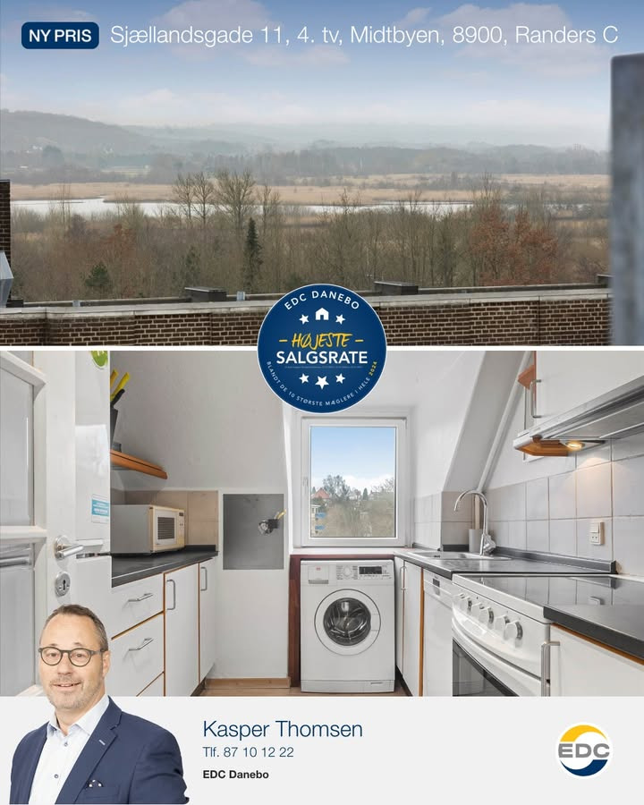 EDC DANEBO annoncerer nedsat pris på lejlighed i Randers C med udsigt over Gudenådalen