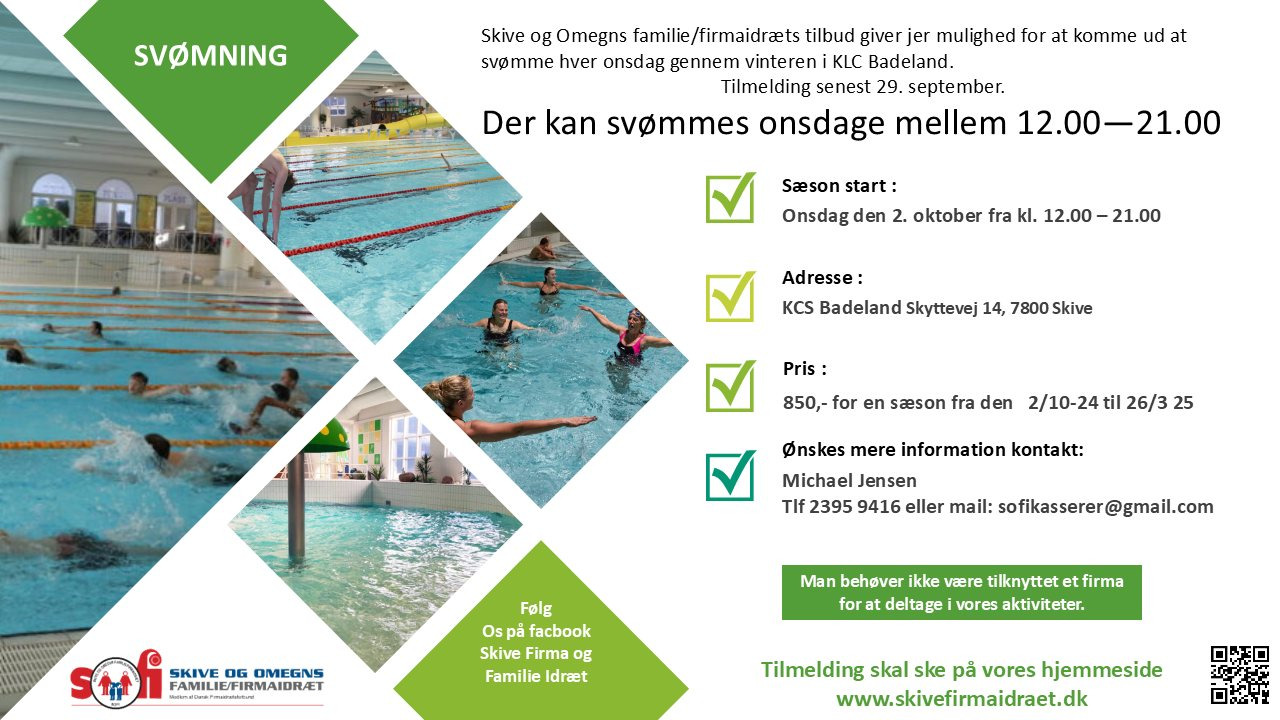 Skive Firmaidræt: Tilmeld dig til svømning i SOFI nu