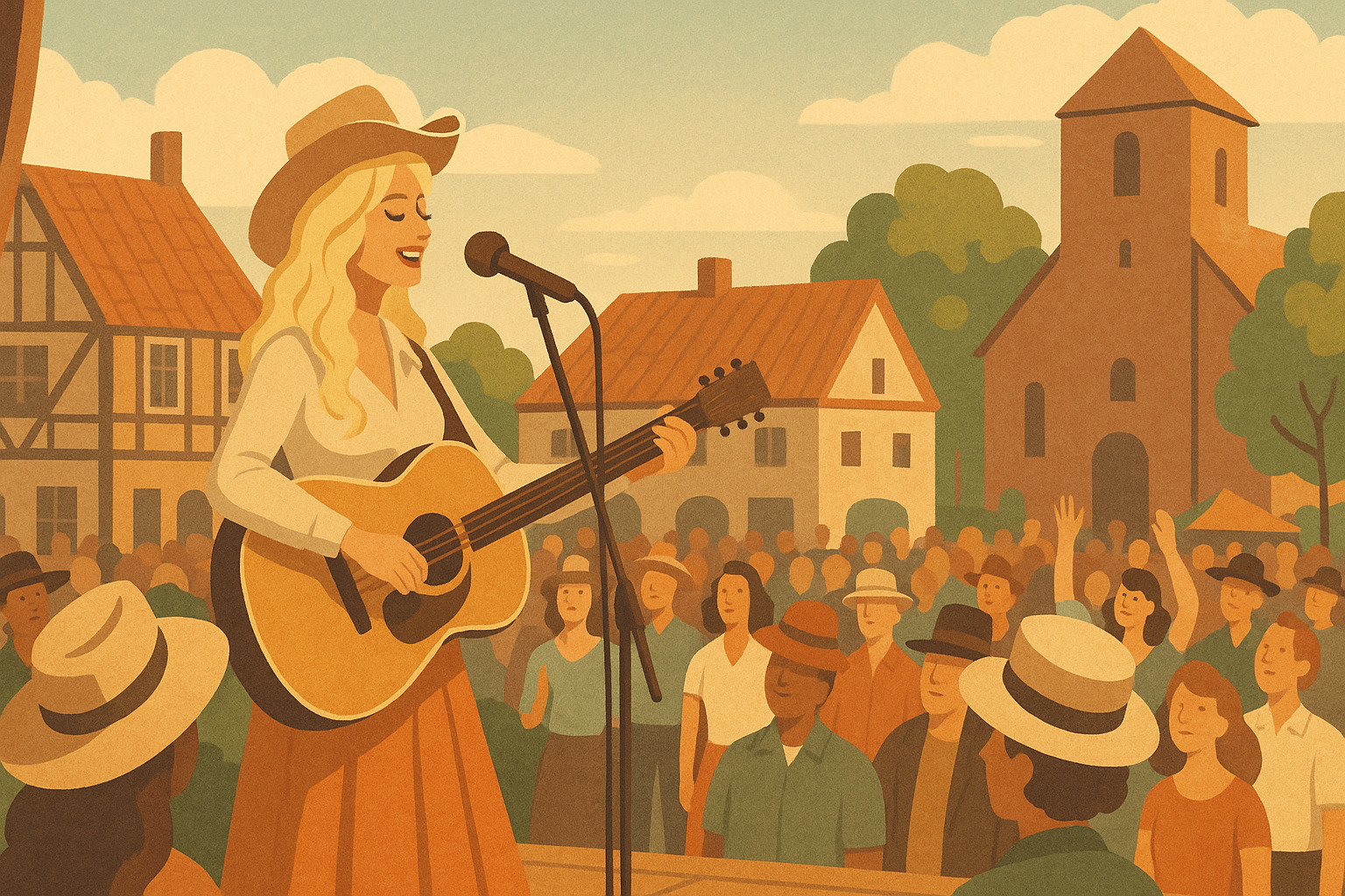 Dot synger Dolly Parton live på Kirsebærfestivalen