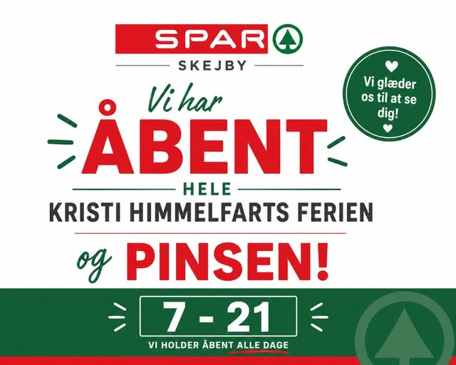 SPAR Skejby holder åbent alle dage i Kristi himmelfartsferien og pinsen
