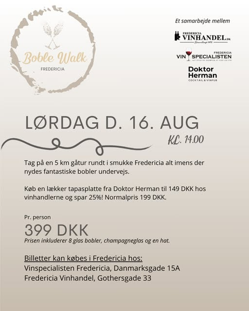 Fredericia Vinhandel indleder billetsalg til Boble Walk 2025