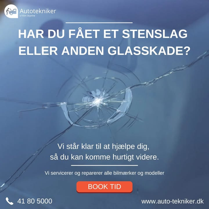 Autotekniker Kim Skytthe håndterer glasskader med gratis lånebil