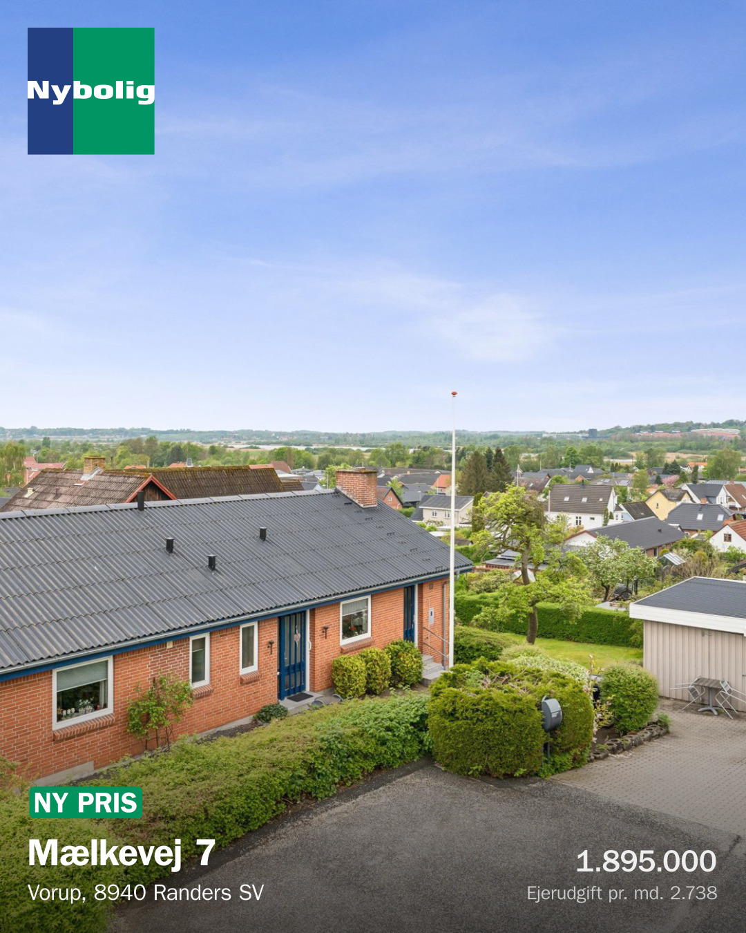 Nybolig Bjørn & Ankersen sænker prisen på etplansvilla på Mælkevej 7 med 100.000 kr.