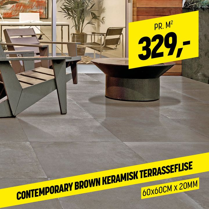 Contemporary Brown keramisk terrasseflise hos XL Byg Tømmergaarden Hals – tilbud gælder til 3/10-24