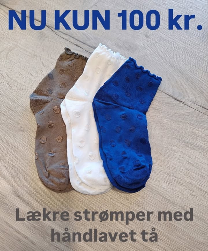 Elins Butik tilbyder strømper i begrænset antal for 100 kr