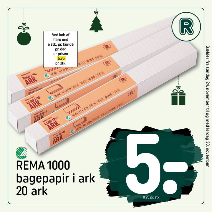 Rema 1000 Nordre Strandvej inviterer til avisudsalg med varer til en 5'er, 10'er, 15'er og 20'er