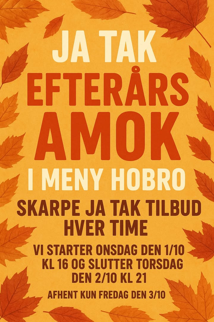 Meny Hobro minder om afhentning af ja tak tilbud i dag