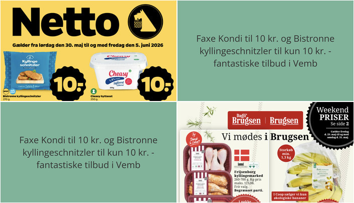 Faxe Kondi til 10 kr. og Bistronne kyllingeschnitzler til kun 10 kr. - fantastiske tilbud i Vemb