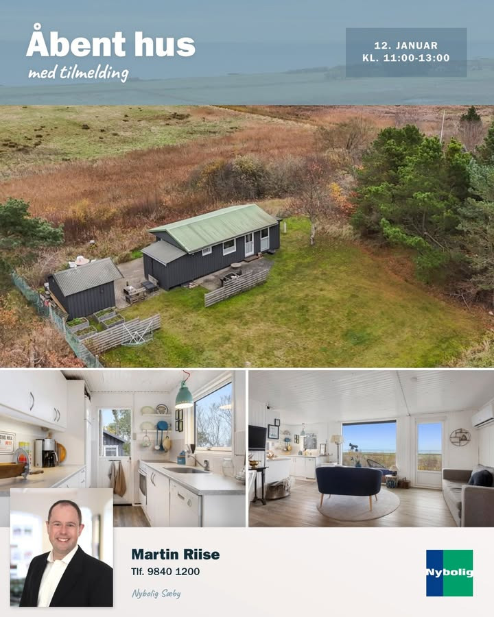 Nybolig Sæby A/S inviterer til åbent hus i charmerende fritidshus med havudsigt