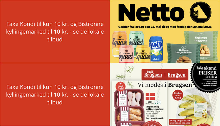 Faxe Kondi til kun 10 kr. og Bistronne kyllingemarked til 10 kr. - se de lokale tilbud