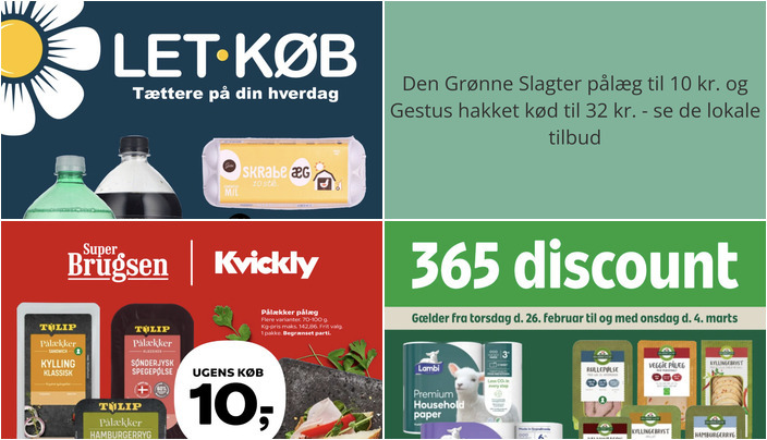 Den Grønne Slagter pålæg til 10 kr. og Gestus hakket kød til 32 kr. - se de lokale tilbud