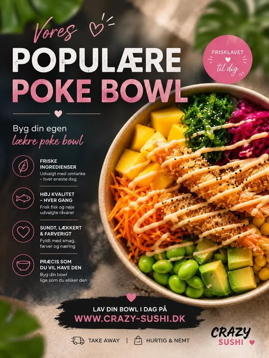 Crazy Sushi tilbyder populær poke bowl med friske råvarer