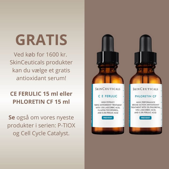 Top Clinic v/Else Møller Larsen tilbyder eksklusivt antioxidant-serum fra SkinCeuticals ved køb for 1600 kr.